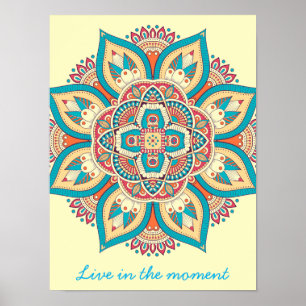 Mandala colorful Moroccan ethnic pattern Poster