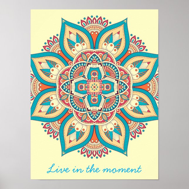 Mandala colorful Moroccan ethnic pattern Poster (Front)