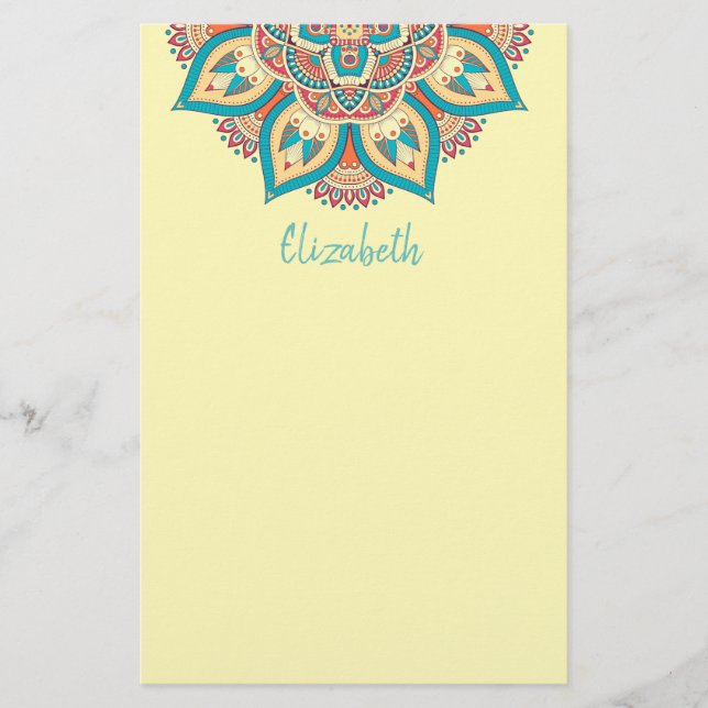 Mandala colorful Moroccan ethnic pattern Stationery (Front)