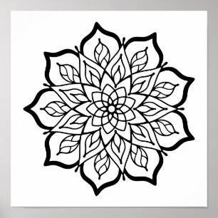 Mandala Coloring Poster – Sacred Geometry Wall Art