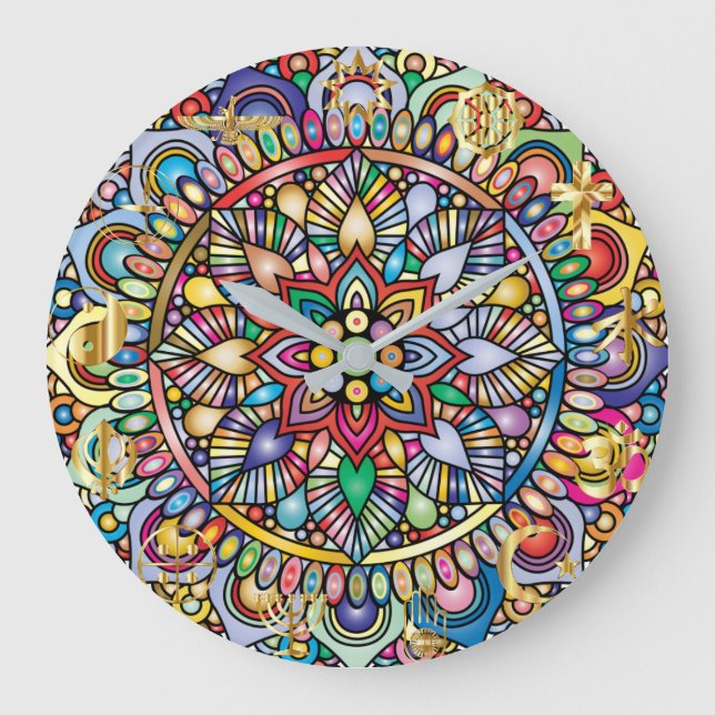 Mandala colour spectrum design large clock (Front)