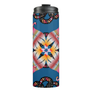 Mandala coloured on a yellow background. Invitatio Thermal Tumbler