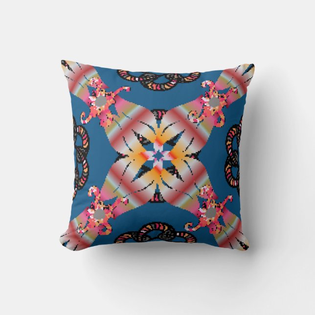 Mandala coloured on a yellow background. Invitatio Throw Pillow (Front)