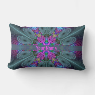 Mandala Colourful Fractal Art Kaleidoscope Name Lumbar Pillow