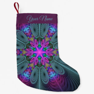 Mandala Colourful Fractal Art With Pink Own Name Small Christmas Stocking