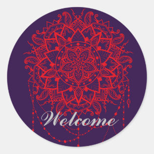 Mandala colourful Indian Morroccan Welcome Classic Round Sticker