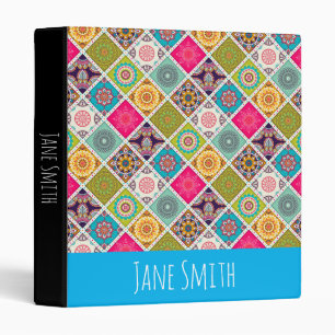 Mandala colourful Moroccan ethnic pattern Binder