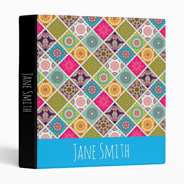 Mandala colourful Moroccan ethnic pattern Binder (Front/Spine)