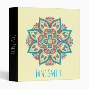 Mandala colourful Moroccan ethnic pattern Binder