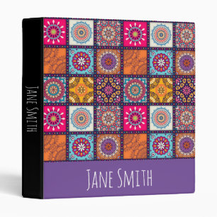 Mandala colourful Moroccan ethnic pattern Binder