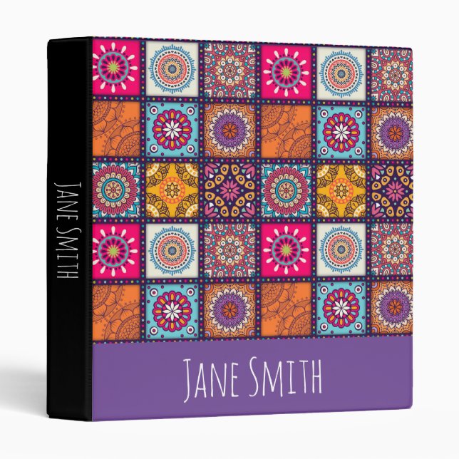 Mandala colourful Moroccan ethnic pattern Binder (Front/Spine)