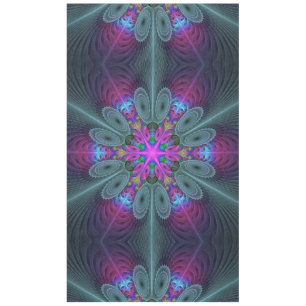 Mandala Colourful Spiritual Fractal Art With Pink Tablecloth