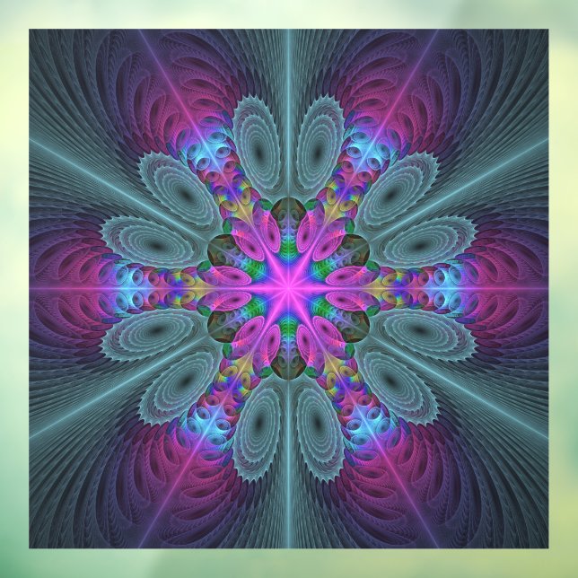 Mandala Colourful Spiritual Fractal Art With Pink Window Cling (Sheet 3)