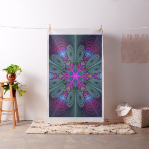 Mandala Colourful Striking Fractal Art Kaleidoscop Fabric