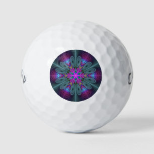 Mandala Colourful Striking Fractal Art Kaleidoscop Golf Balls