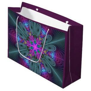 Mandala Colourful Striking Fractal Art Kaleidoscop Large Gift Bag