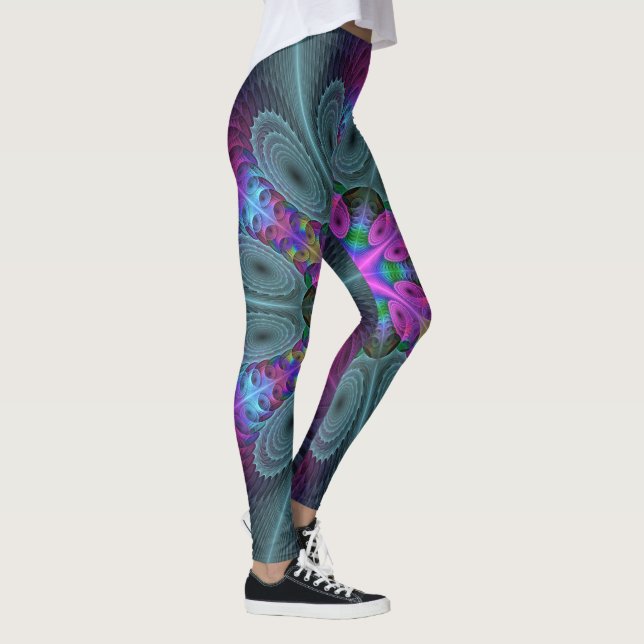 Mandala Colourful Striking Fractal Art Kaleidoscop Leggings (Right)