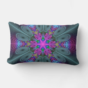 Mandala Colourful Striking Fractal Art Kaleidoscop Lumbar Pillow