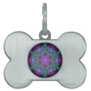 Mandala Colourful Striking Fractal Art Kaleidoscop Pet ID Tag