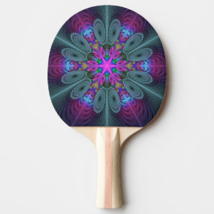 Mandala Colourful Striking Fractal Art Kaleidoscop Ping Pong Paddle