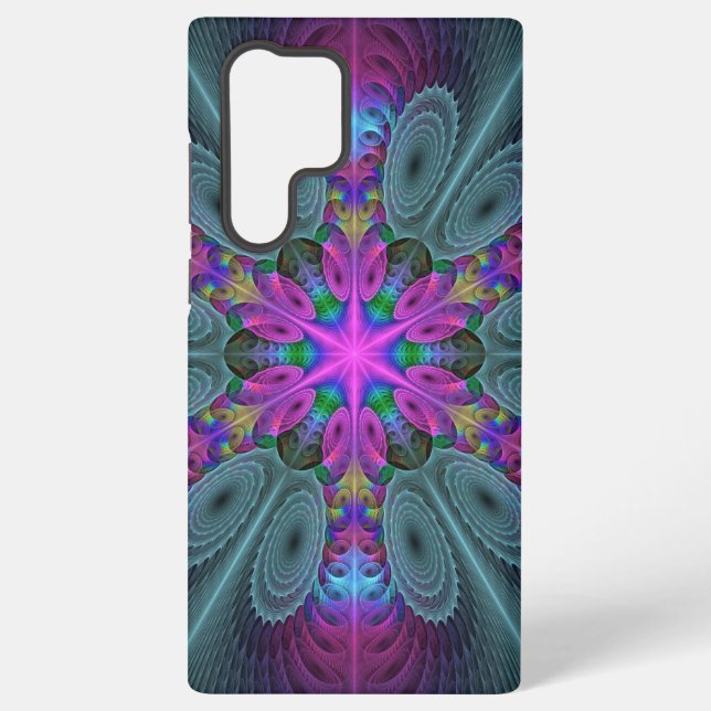 Mandala Colourful Striking Fractal Art Kaleidoscop Samsung Galaxy S22 Ultra Case (Back)