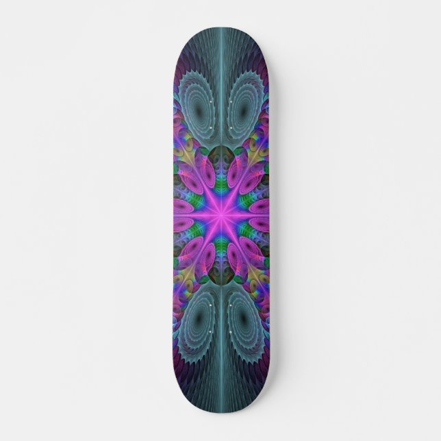 Mandala Colourful Striking Fractal Art Kaleidoscop Skateboard (Front)