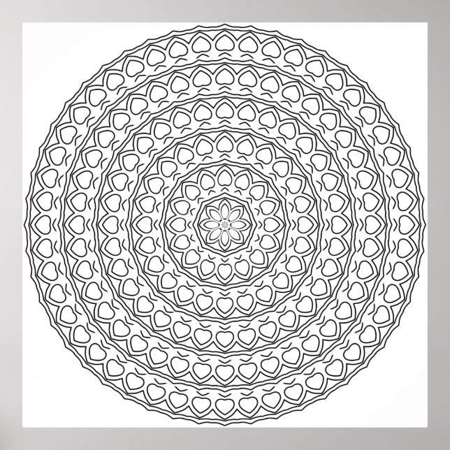 Mandala Colouring Page Organic Pebble Pattern Art Poster (Front)