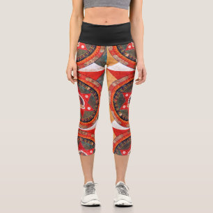 Mandala Cosmic Diagram for Meditation Capri Leggings