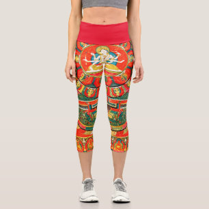 Mandala Cosmic Diagram for Meditation Capri Leggings