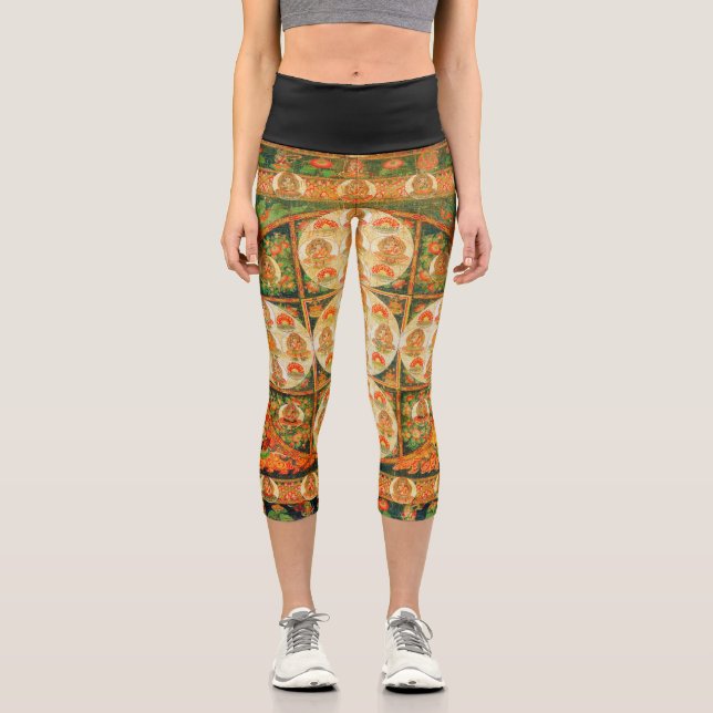 Mandala Cosmic Diagram for Meditation Capri Leggings (Front)