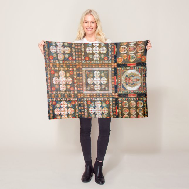 Mandala Cosmic Diagram for Meditation Fleece Blanket (In Situ)