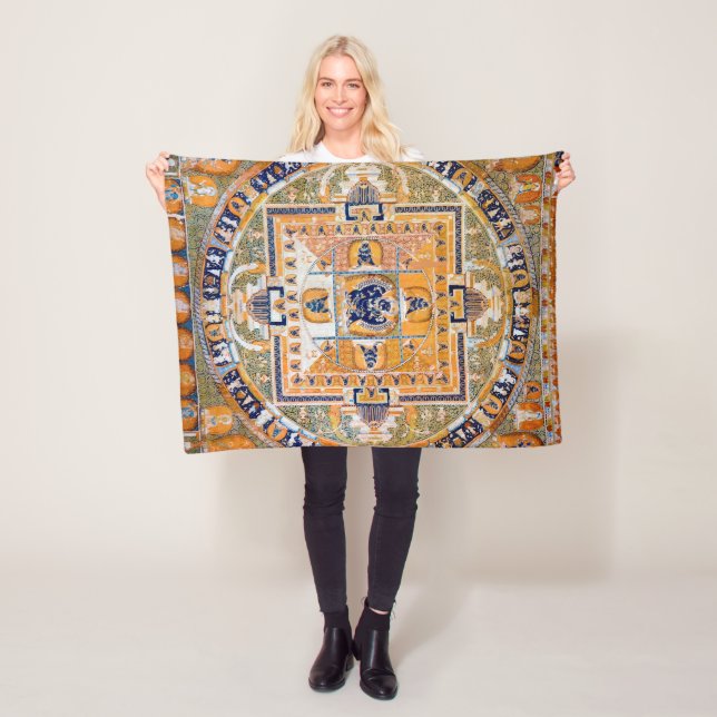 Mandala Cosmic Diagram for Meditation Fleece Blanket (In Situ)