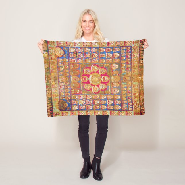 Mandala Cosmic Diagram for Meditation Fleece Blanket (In Situ)