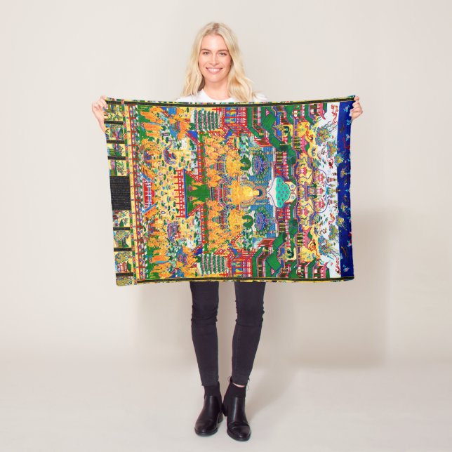 Mandala Cosmic Diagram for Meditation Fleece Blanket (In Situ)