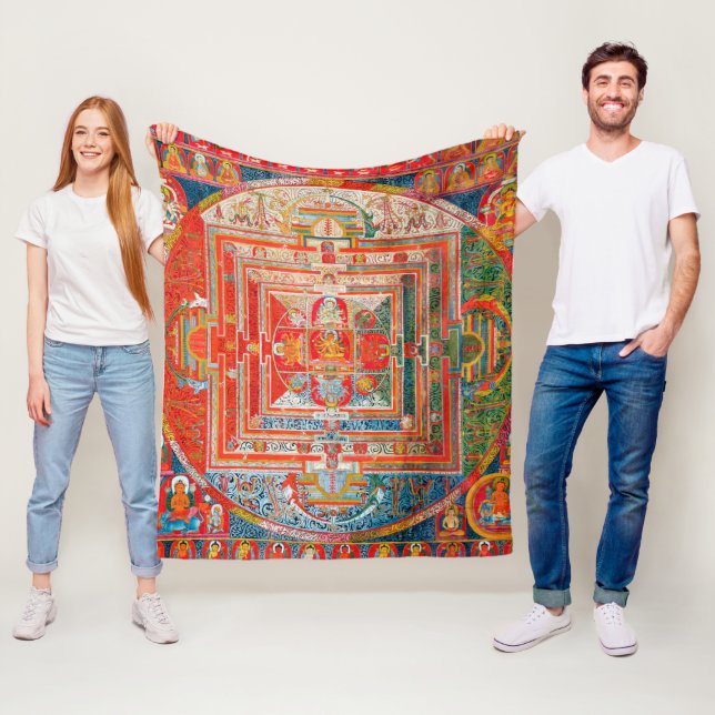 Mandala Cosmic Diagram for Meditation Fleece Blanket (In Situ)