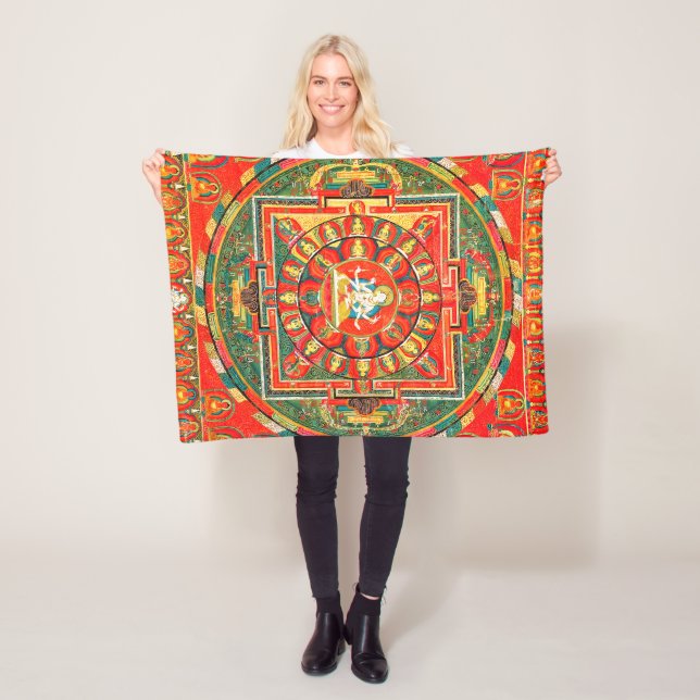 Mandala Cosmic Diagram for Meditation Fleece Blanket (In Situ)
