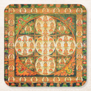 Mandala Cosmic Diagram for Meditation Square Paper Coaster