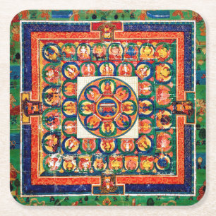 Mandala Cosmic Diagram for Meditation Square Paper Coaster