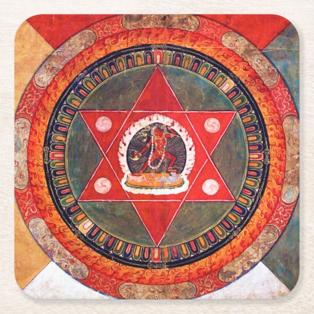 Mandala Cosmic Diagram for Meditation Square Paper Coaster (Front)
