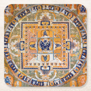 Mandala Cosmic Diagram for Meditation Square Paper Coaster