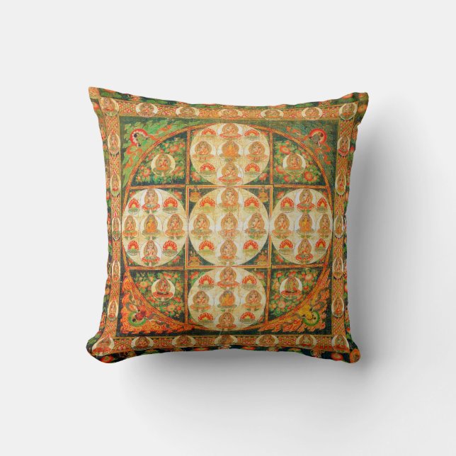 Mandala Cosmic Diagram for Meditation Throw Pillow (Front)