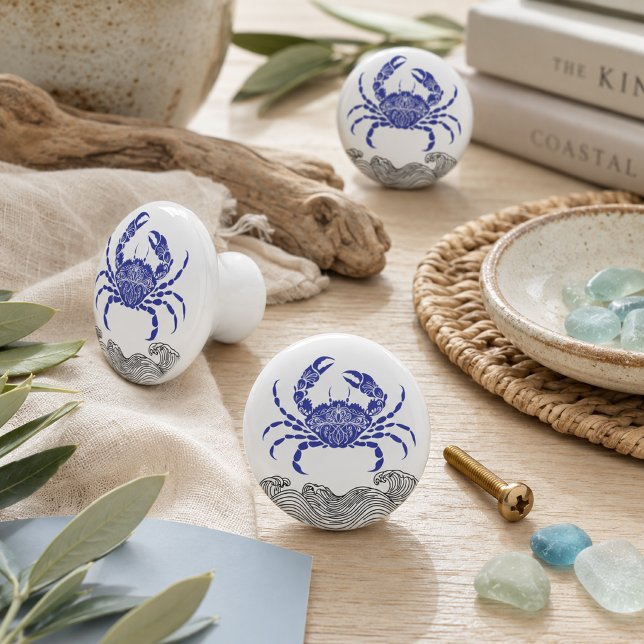 Mandala Crab– Coastal Blue  Ceramic Knob (Creator Uploaded)