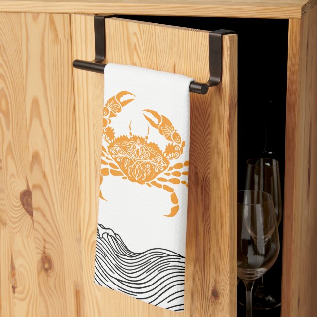 Mandala Crab Kitchen Towel (Thirds Fold)