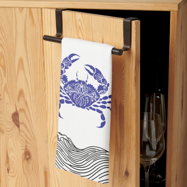 Mandala Crab Kitchen Towel (Thirds Fold)