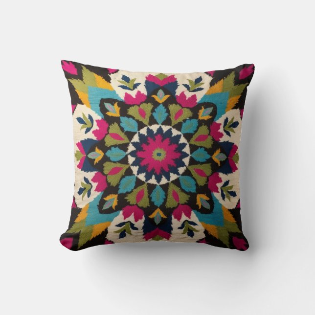 Mandala Cushions: A Bohemian Statement Piece Throw Pillow (Front)