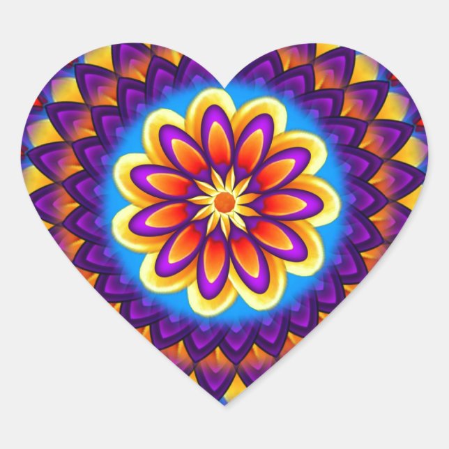 Mandala Dahlia Heart Sticker (Front)