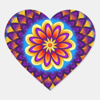 Mandala Dahlia Heart Sticker