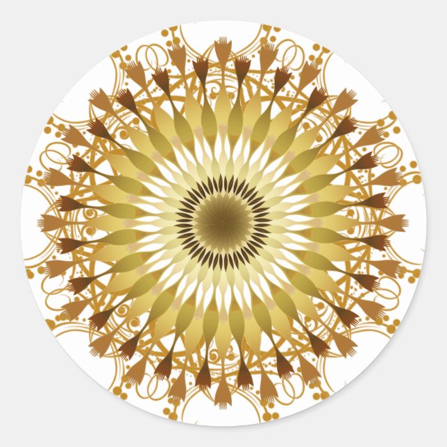 Mandala Damask Lotus Flower Art Classic Round Sticker (Front)