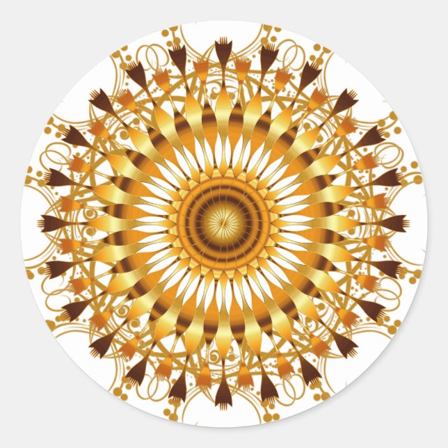 Mandala Damask Lotus Flower Art Classic Round Sticker (Front)