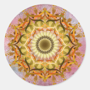 Mandala Damask Lotus Flower Art Elegant Classic Round Sticker